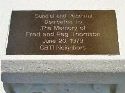 Sundial Plaque Dedication to the Thomsons